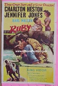 #446 RUBY 1sh R60s Jennifer Jones, Heston 