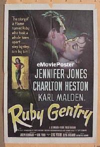 s163 RUBY GENTRY one-sheet movie poster '53 Jennifer Jones, Charlton Heston