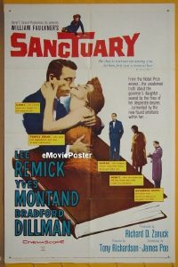 s168 SANCTUARY one-sheet movie poster '61 William Faulkner!