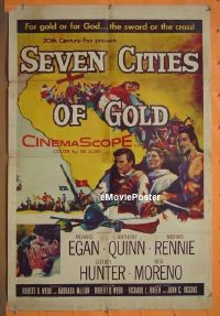 s197 SEVEN CITIES OF GOLD one-sheet movie poster '55 Richard Egan, Quinn