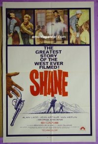 #1326 SHANE 1sh R66 Alan Ladd, Jean Arthur 