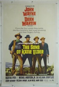 B309 SONS OF KATIE ELDER linen one-sheet movie poster '65 Wayne