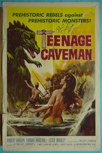 #5362 TEENAGE CAVEMAN signed 1sh '58 Vaughn