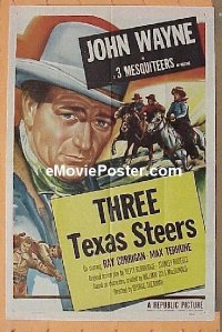 #069 JOHN WAYNE stock 1sh 1953 great image of The Duke, Three Texas Steers!