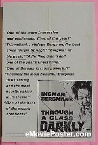 #548 THROUGH A GLASS DARKLY 1sh '61 Bergman 