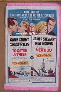 TO CATCH A THIEF & VERTIGO 1sh 1963 Hitchcock