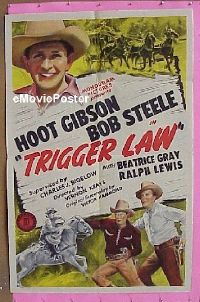 #604 TRIGGER LAW 1sh '44 Hoot Gibson 