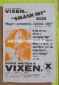 #252 VIXEN 1sh '68 Russ Meyer, Gavin 