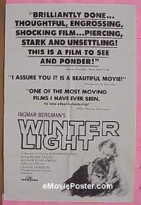 #340 WINTER LIGHT 1sh '63 Ingmar Bergman 