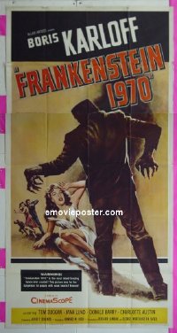 #8780 FRANKENSTEIN 1970 3sh '58 Boris Karloff 