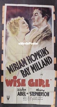 #337 WISE GIRL 3sh '37 Hopkins, Milland 