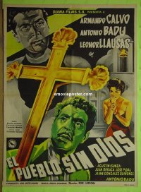 #1374 EL PUEBLO SIN DIOS Mexican poster '55