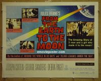 z278 FROM THE EARTH TO THE MOON half-sheet movie poster '58 Jules Verne