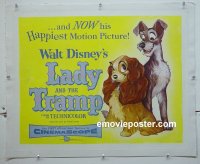 B227 LADY & THE TRAMP linen half-sheet movie poster '55 Disney