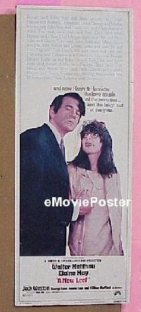 a631 NEW LEAF insert movie poster '71 Walter Matthau, Elaine May