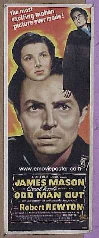 a649 ODD MAN OUT insert movie poster '47 James Mason, Carol Reed