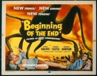 k473 BEGINNING OF THE END movie title lobby card '57 Graves, giant bugs!