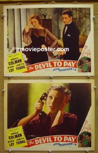 #1268 DEVIL TO PAY 2 lobby cards R46 Colman, L Young