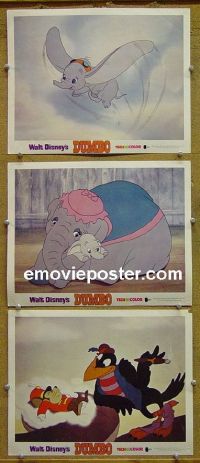 #1196 DUMBO 3 lobby cards R72 Walt Disney classic!