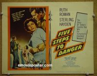 #9020 5 STEPS TO DANGER Title Lobby Card '57 Sterling Hayden