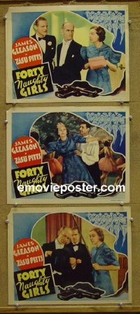 #1189 40 NAUGHTY GIRLS 3 lobby cards '37 Gleason, Pitts