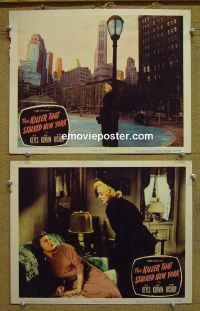 #1292 KILLER THAT STALKED NEW YORK 2 lobby cards '50