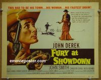 #9156 FURY AT SHOWDOWN Title Lobby Card '57 John Derek