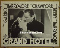 #1767 GRAND HOTEL lobby card #4 R50s Garbo, Barrymore