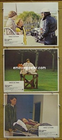 #1198 HAROLD & MAUDE 3 lobby cards '71 Gordon, Cort