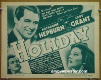 #9186 HOLIDAY Title Lobby Card R48 Katharine Hepburn