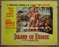 #9210 ISLAND OF DESIRE Title Lobby Card 52 Darnell, Hunter