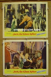 #1287 JACK THE GIANT KILLER 2 lobby cards '62 Mathews