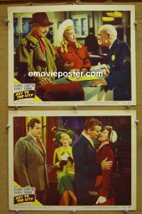 #1291 KEY TO THE CITY 2 lobby cards '50 Clark Gable