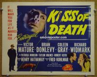 #9231 KISS OF DEATH Title Lobby Card R53 Victor Mature