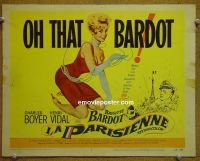 #9233 LA PARISIENNE Title Lobby Card '58 Brigitte Bardot