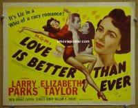 #9254 LOVE IS BETTER THAN EVER Title Lobby Card '52 Taylor