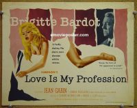 #9255 LOVE IS MY PROFESSION Title Lobby Card '59 Bardot