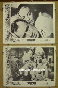 #1299 MAGICIAN 2 lobby cards '58 Ingmar Bergman