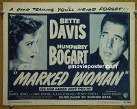 #9272 MARKED WOMAN Title Lobby Card R47 Bette Davis, Bogart