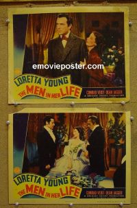 #1306 MEN IN HER LIFE 2 lobby cards '41 Loretta Young