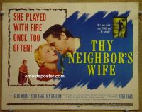 #9406 THY NEIGHBOR'S WIFE Title Lobby Card '53 Cleo Moore