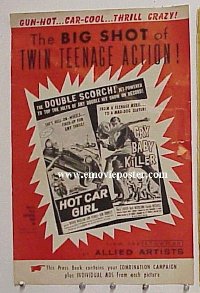 HOT CAR GIRL/CRY BABY KILLER pressbook