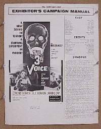 #450 3RD VOICE pressbook & supp '60 O'Brien 