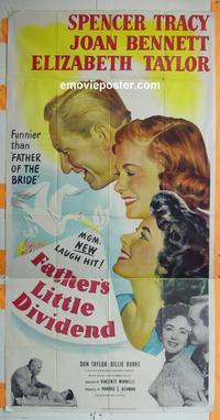 #5135 FATHER'S LITTLE DIVIDEND three-sheet movie poster '51 Taylor