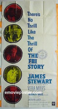 #5136 FBI STORY three-sheet movie poster '59 James Stewart, Miles