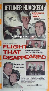 #5137 FLIGHT THAT DISAPPEARED three-sheet movie poster '61 hijack!