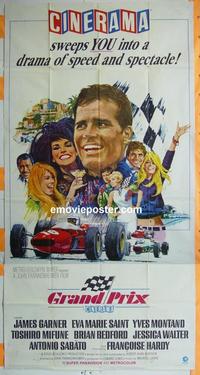 #5142 GRAND PRIX three-sheet movie poster '67 Garner, car racing