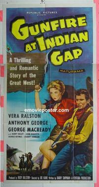 #5143 GUNFIRE AT INDIAN GAP three-sheet movie poster '57 Ralston