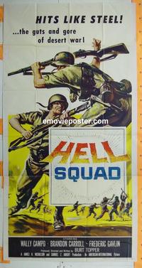 #5144 HELL SQUAD three-sheet movie poster '58 guts & gore!