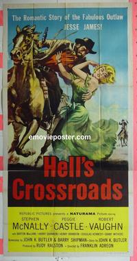 #5145 HELL'S CROSSROADS three-sheet movie poster '57 Peggy Castle